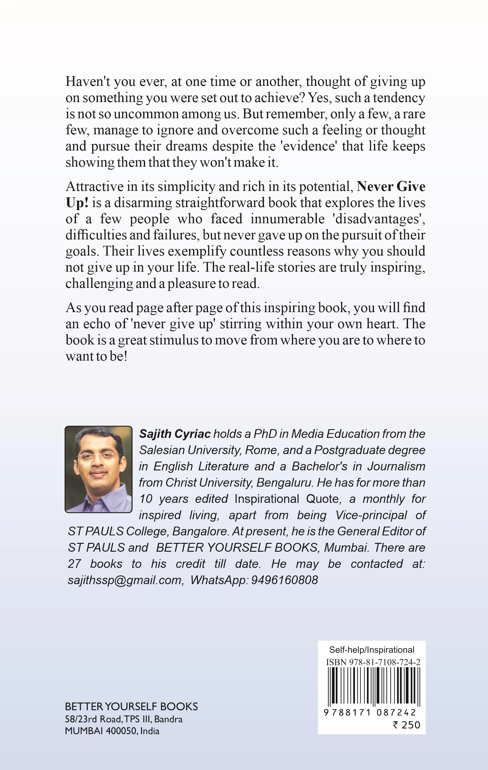 Never Give Up! 2026 back cover