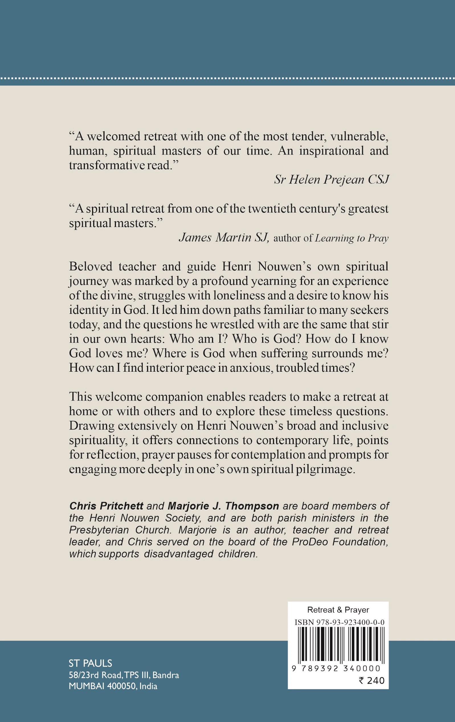 On Retreat with Henri Nouwen 2026 back cover