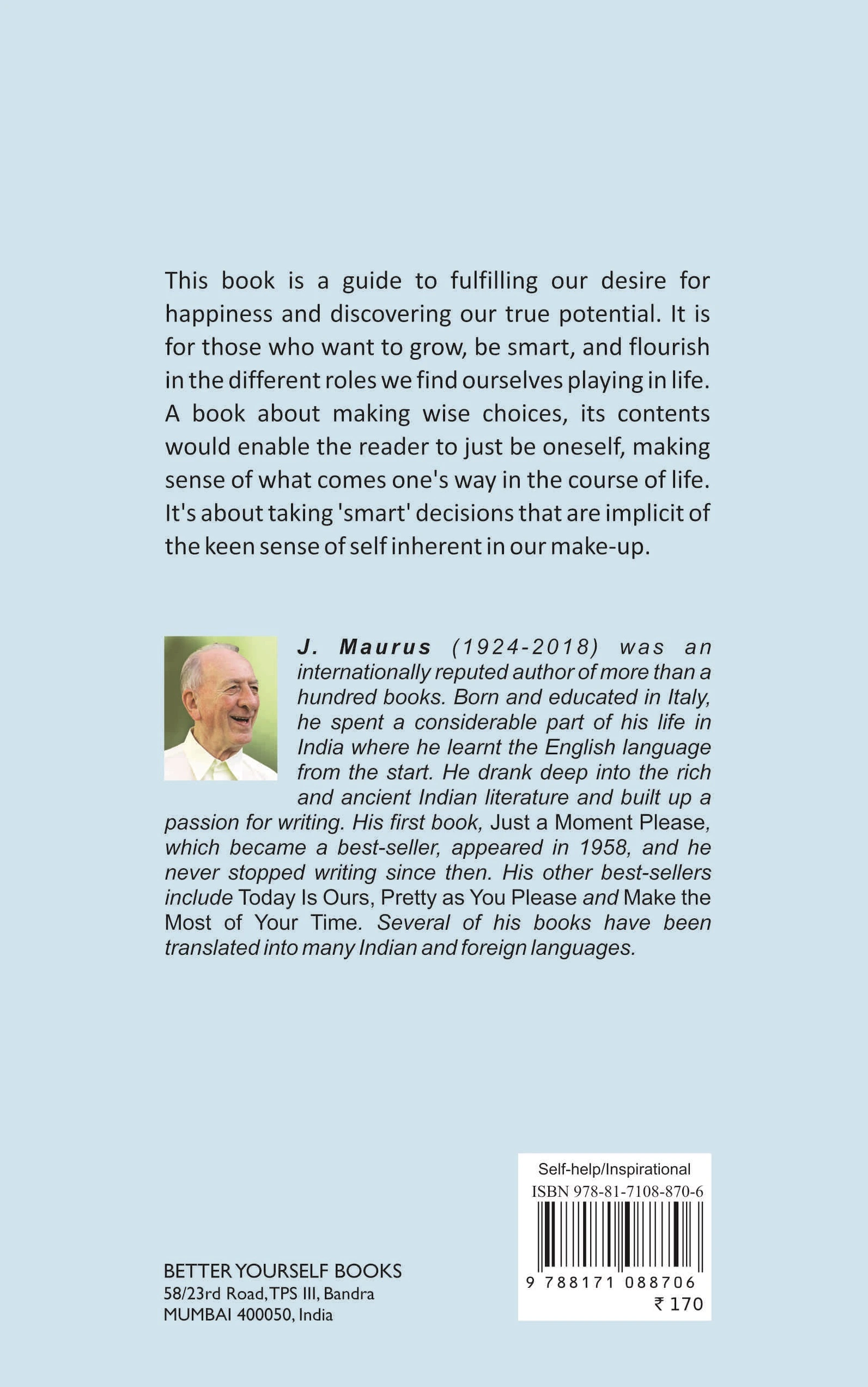 Be Smart Be You 2025 back cover