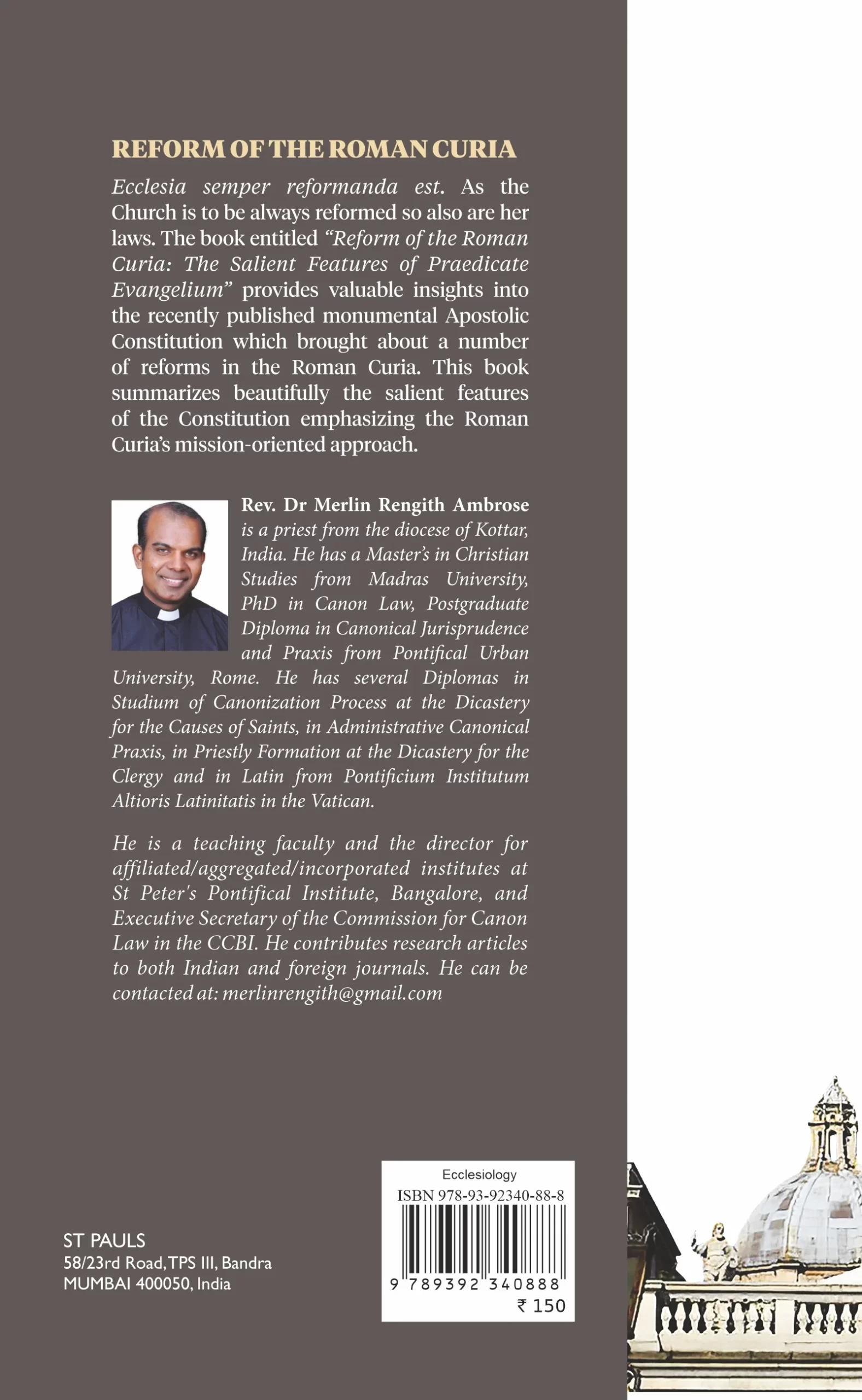 The Reform of the Roman Curia back cover