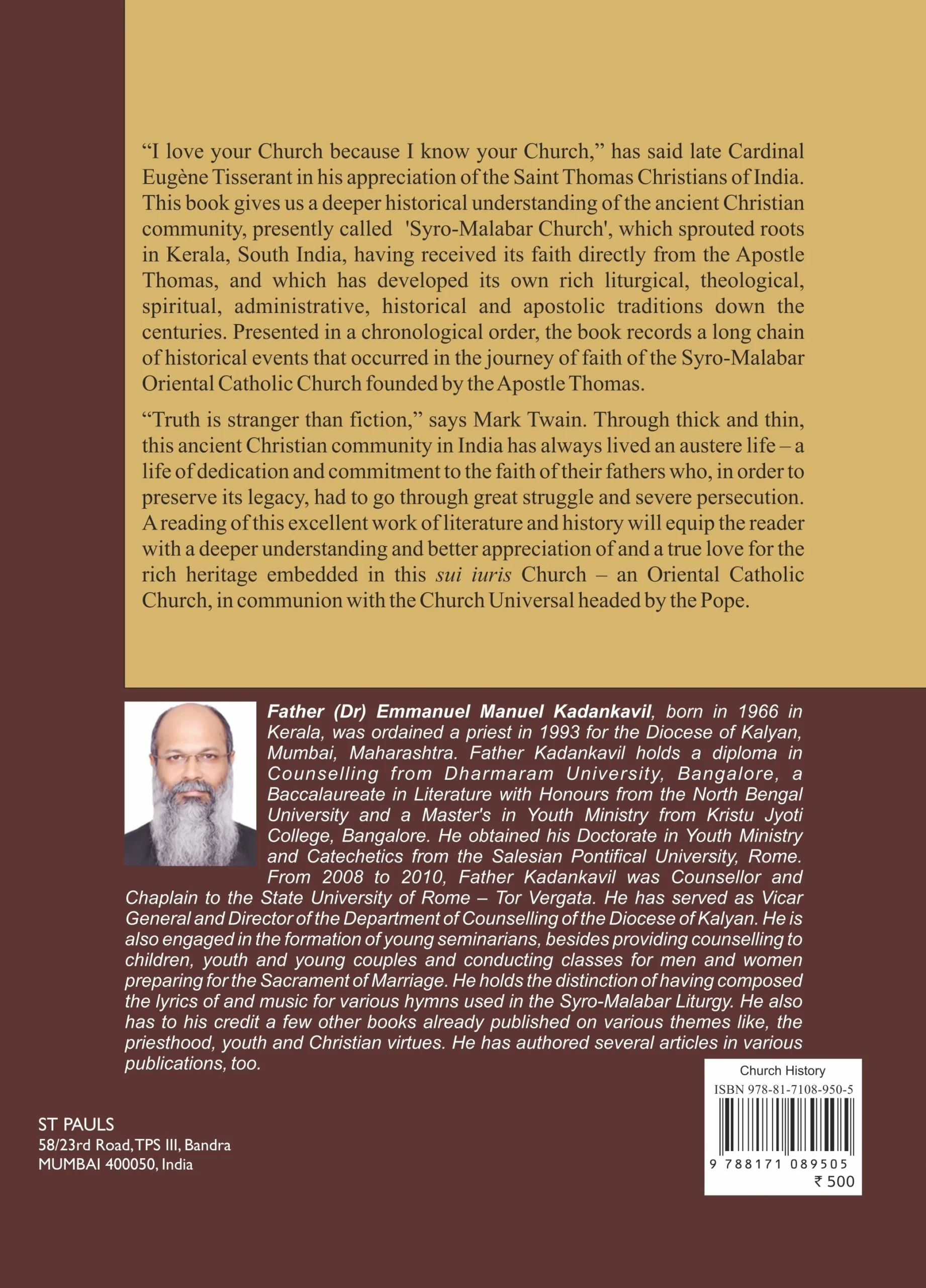 A CHRONICLE OF SYRO-MALABAR SAINT THOMAS CHRISTIANS back image