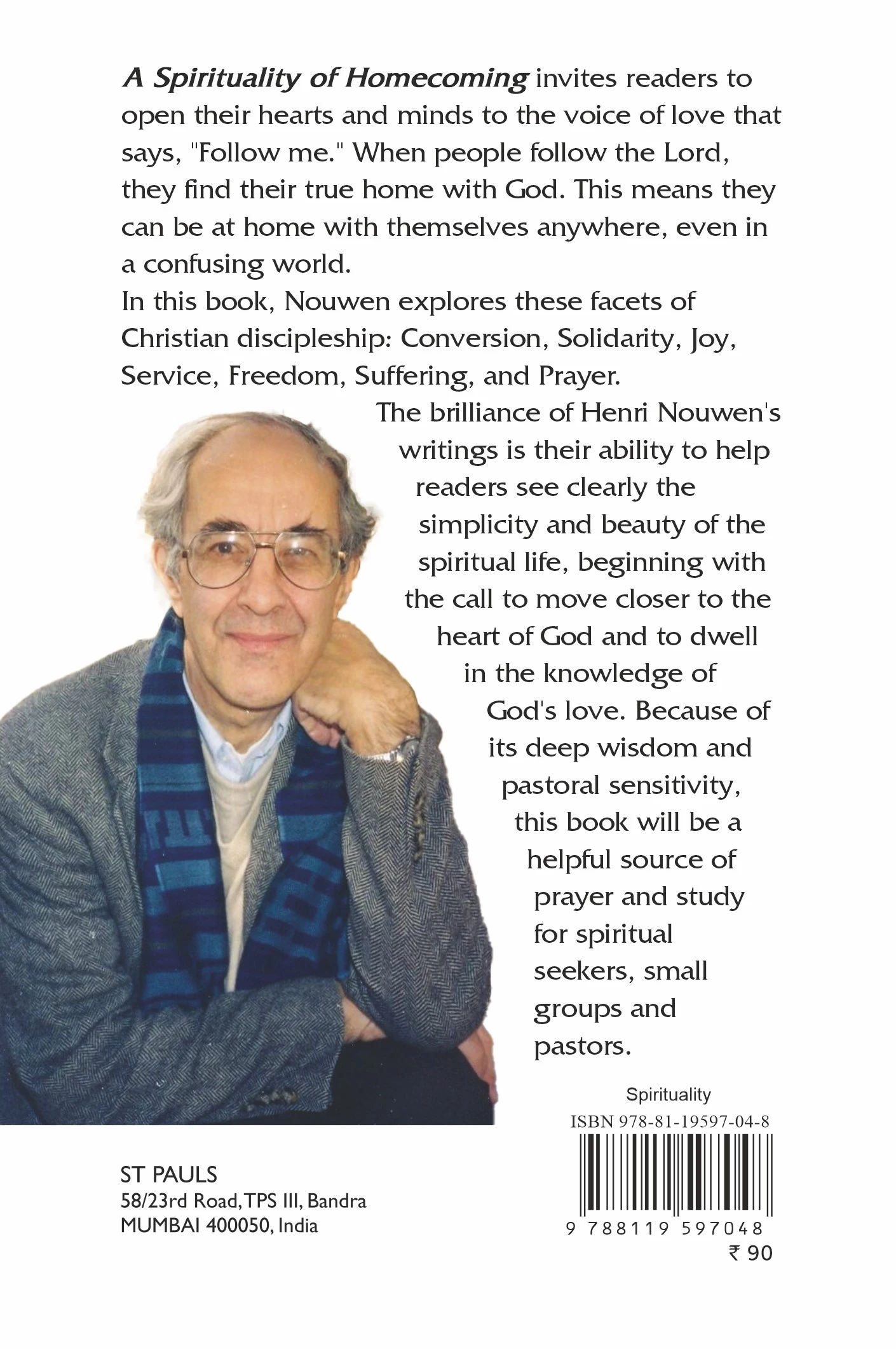 Spirituality of Homecoming back cover