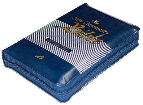 New Community Bible Standard Edition With Zip Leather PU Thumb Index Golden Edge Blue