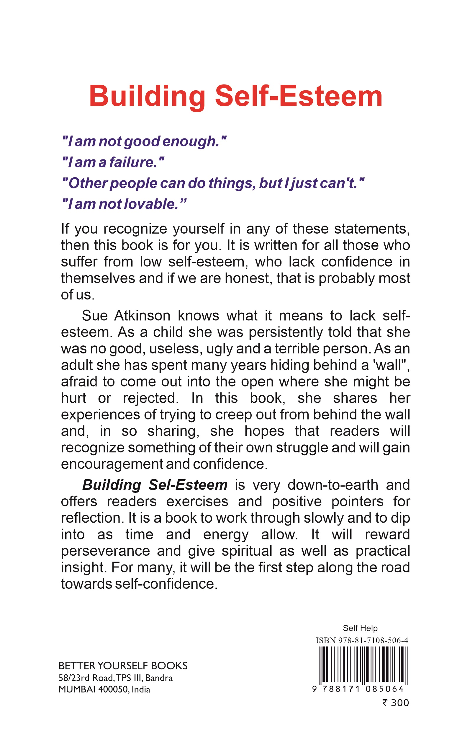 Building Self-esteem back cover