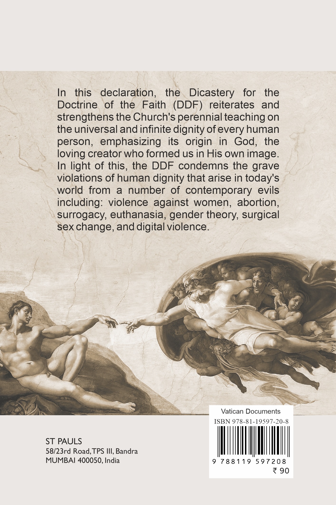 Dignitas Infinita back cover