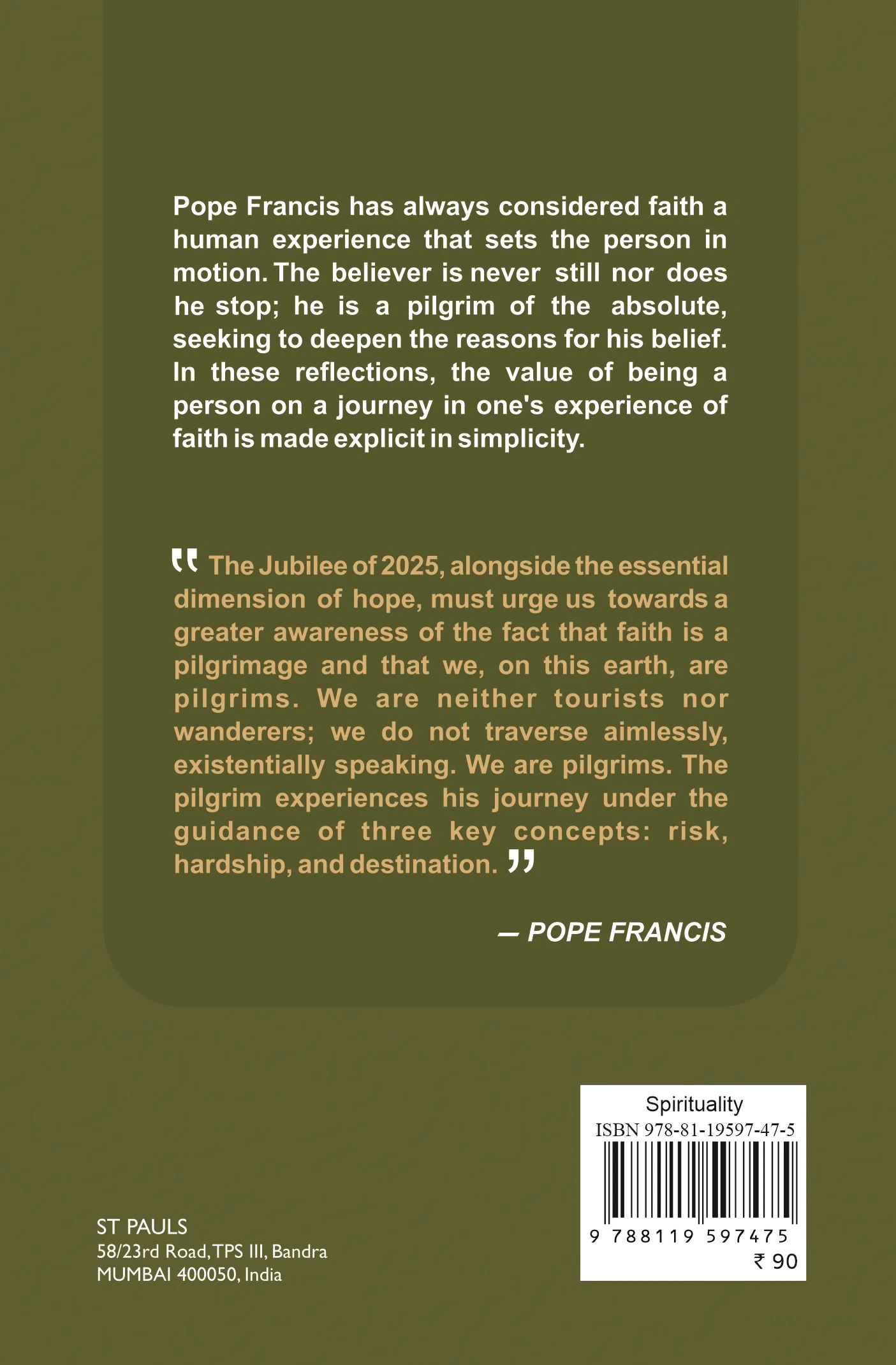 Faith is a Journey back cover