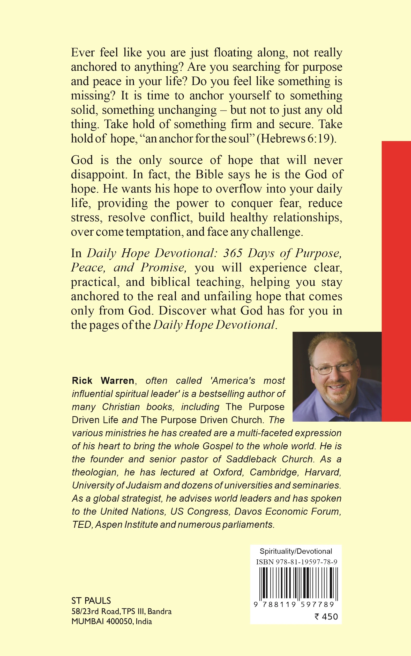 Daily Hope Devotional back cover