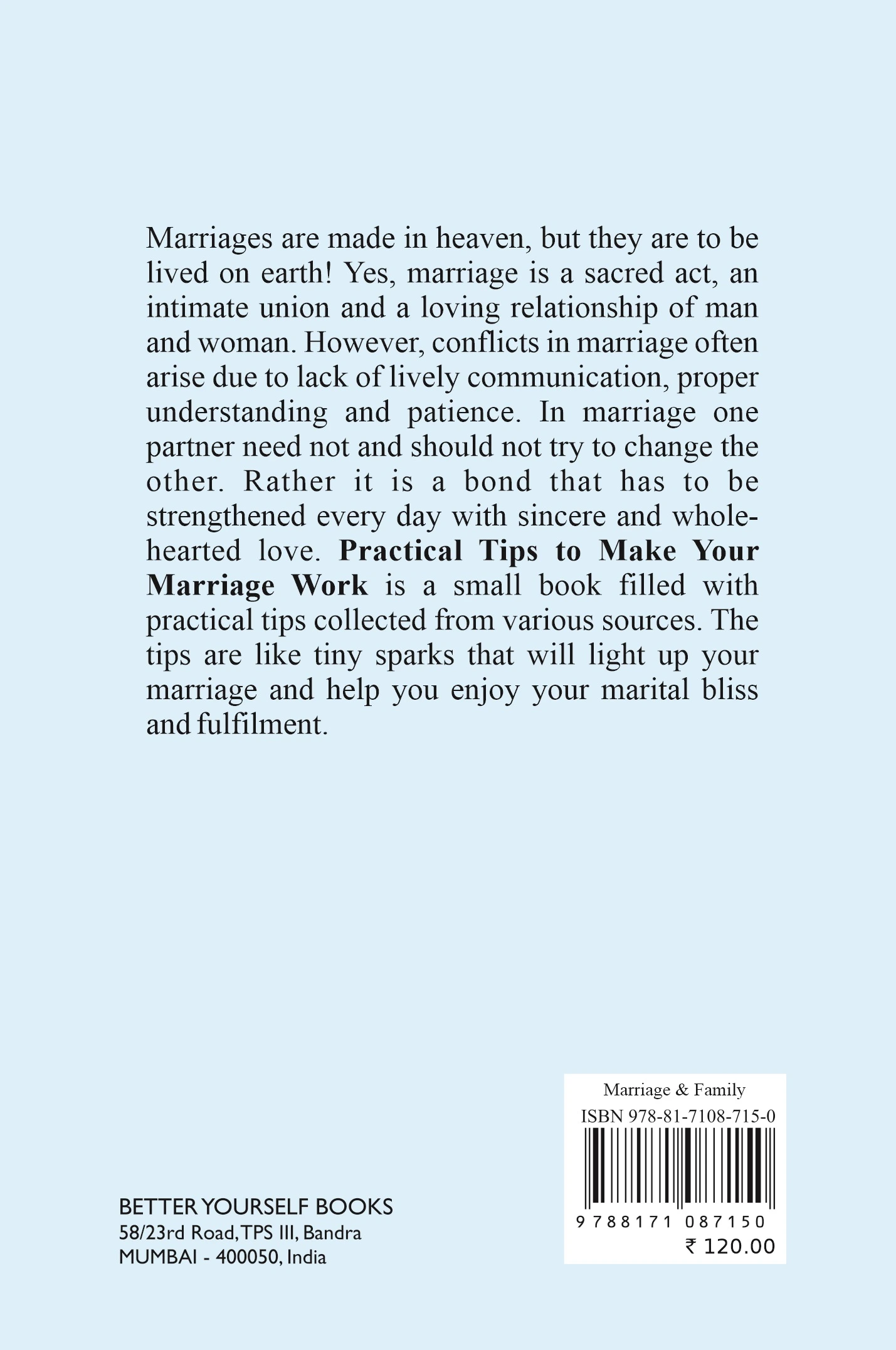 Practical Tips to make your marriage work back cover